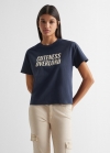 Mango Camiseta mensaje estampado - Azul marino oscuro