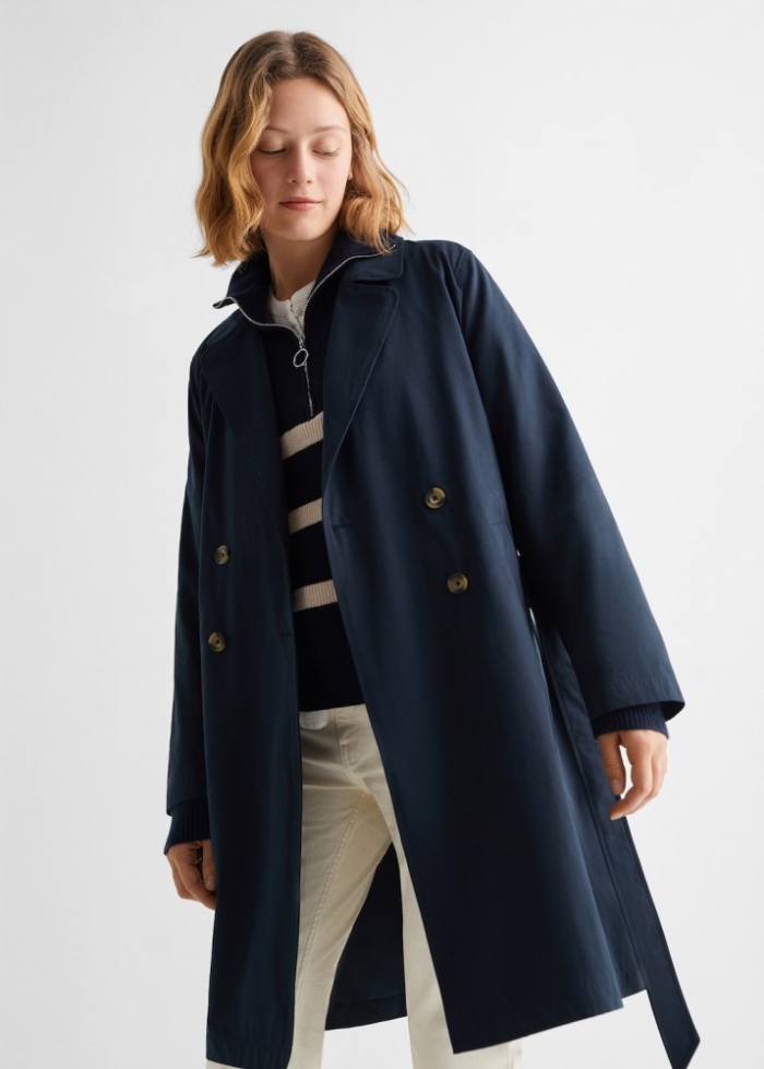 Mango Trench clásico cinturón - Azul marino oscuro