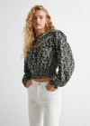 Mango Blusa estampado flores - Negro