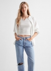 Mango Jeans rectos bajo vuelto - Azul claro