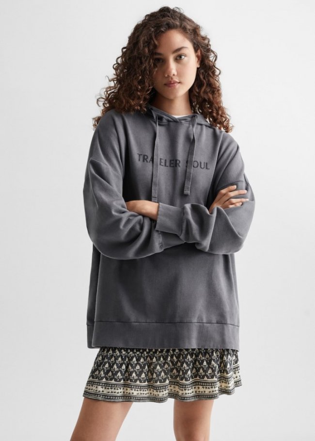 Mango Sudadera algodón mensaje - Gris antracita