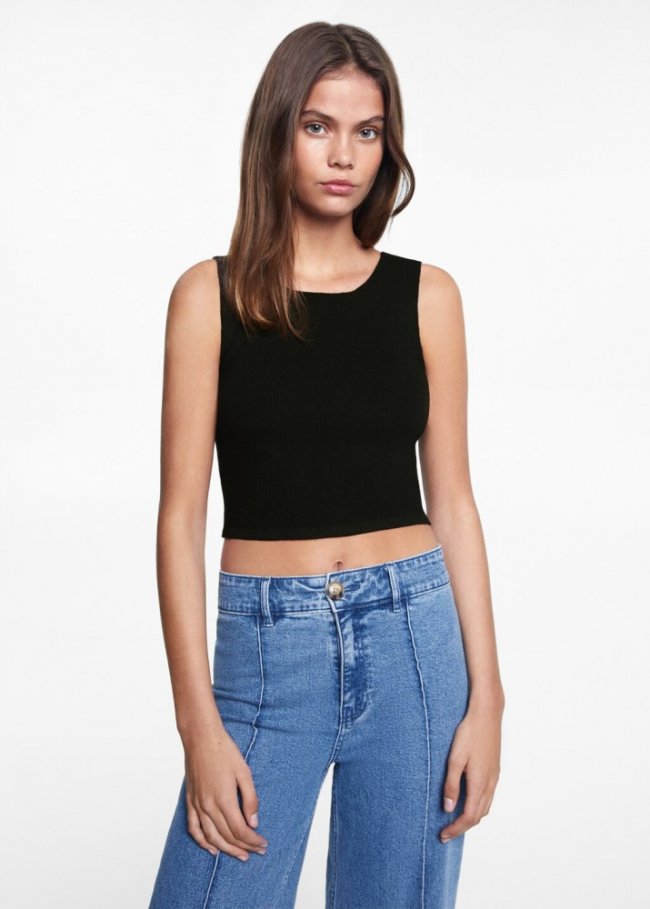 Mango Top punto nudo - Azul noche