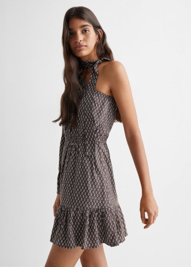 Mango Vestido asimétrico estampado - Marrón
