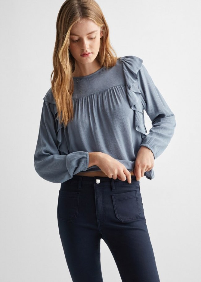 Mango Blusa volantes - Azul