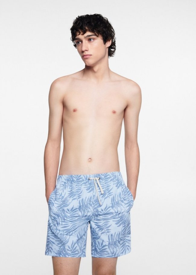 Mango Bañador estampado hojas - Azul