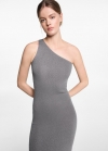 Mango Vestido asimétrico lúrex - Plata
