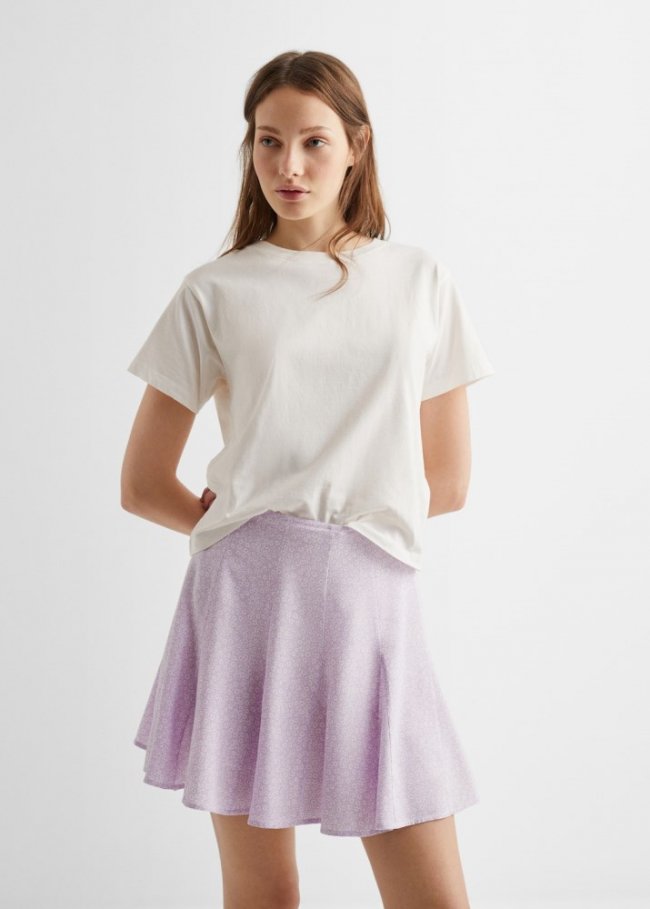 Mango Minifalda pliegues - Morado claro/pastel