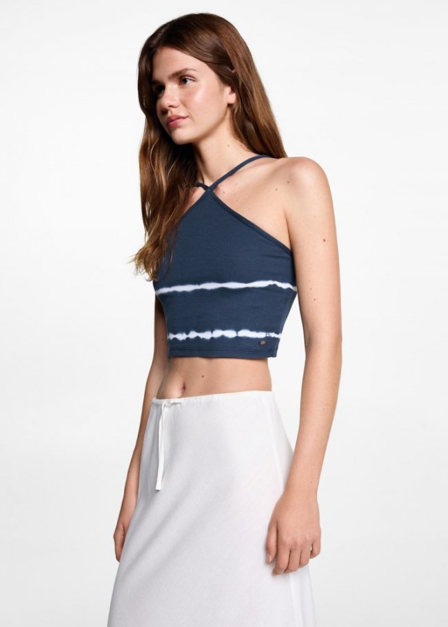 Mango Top rayas tie-dye - Azul marino oscuro