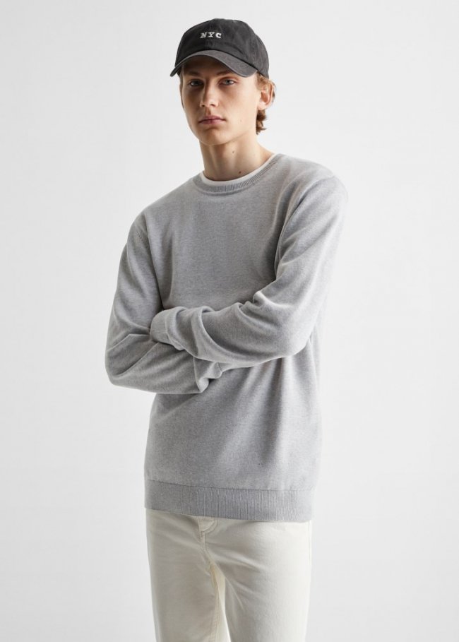 Mango Jersey punto fino - Gris claro vigoré