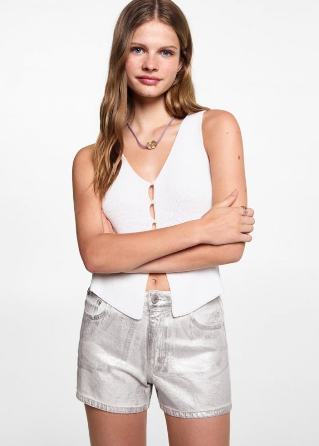 Mango Short metalizado - Plata
