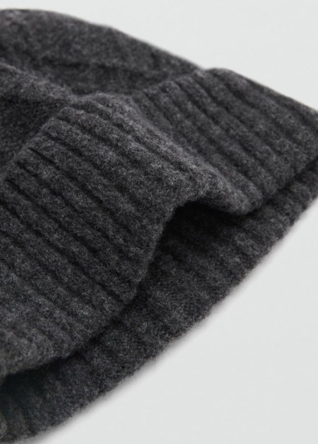 Mango Gorro punto - Gris antracita