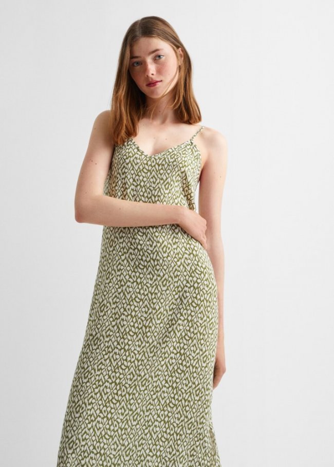 Mango Vestido largo estampado - Verde pastel
