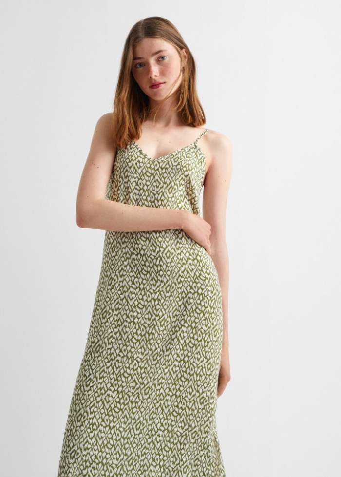 Mango Vestido largo estampado - Verde pastel