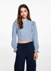 Mango Blusa estampada volantes - Blanco roto