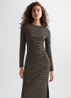 Mango Vestido rayas abertura - Gris oscuro vigoré