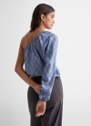 Mango Blusa asimétrica estampada - Azul marino oscuro
