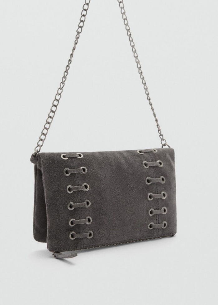 Mango Bolso sobre piel - Gris antracita