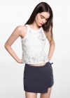 Mango Top detalle metalizado - Blanco roto