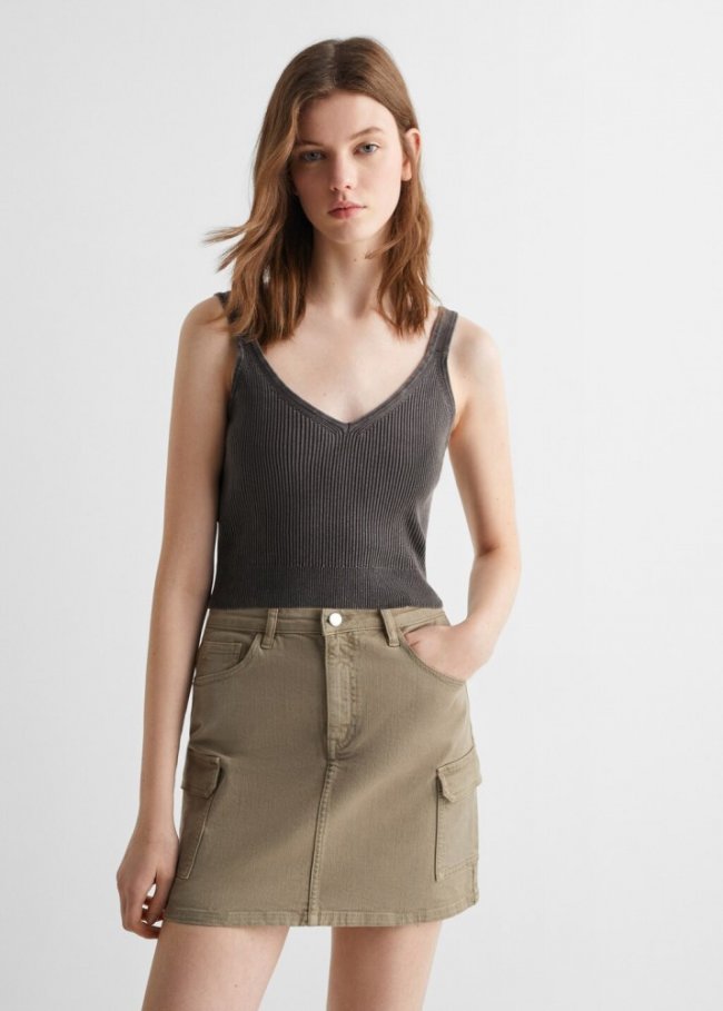 Mango Top tirantes - Gris antracita