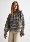 Mango Blusa estampada fruncido - Gris antracita