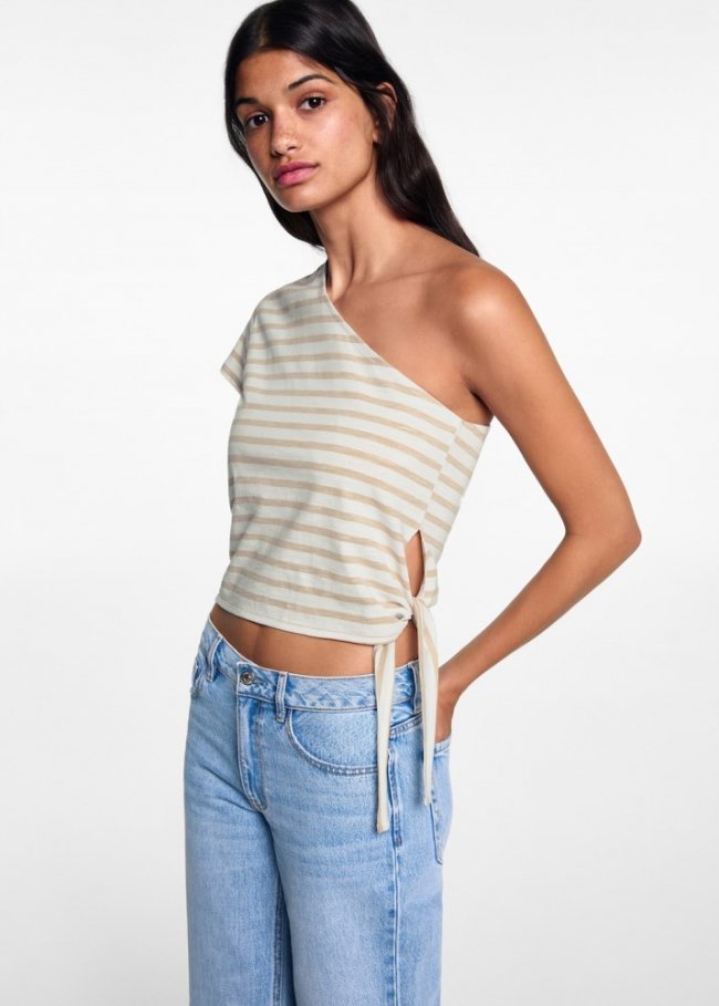 Mango Camiseta asimétrica lazo - Arena