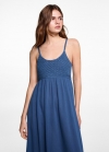 Mango Vestido panel crochet - Azul eléctrico