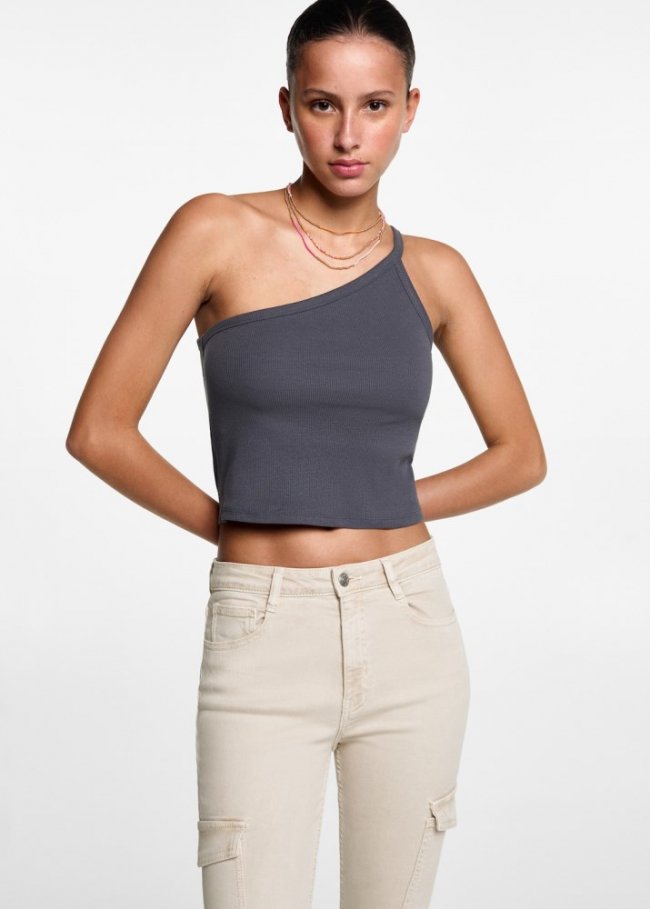 Mango Pantalon cargo flare - Beige