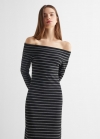 Mango Vestido midi hombros descubiertos - Negro