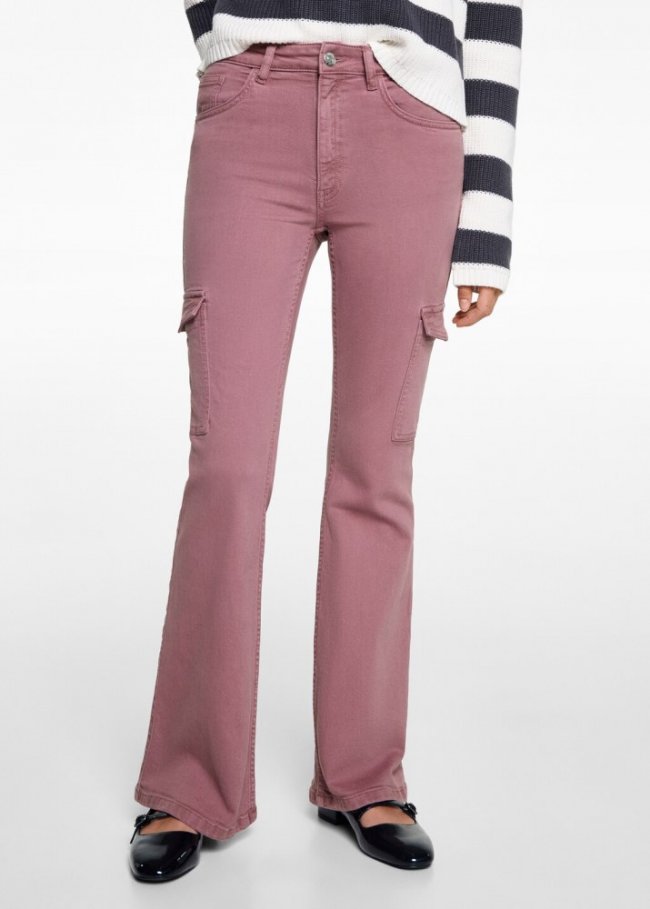 Mango Jeans flare cargo - Rosa pastel