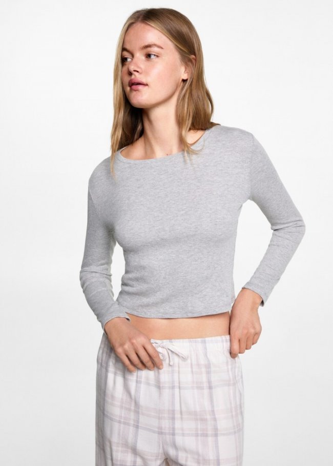 Mango Pijama algodón cuadros - Beige