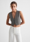 Mango Chaleco crop botones - Gris antracita