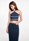 Mango Falda midi tie-dye - Azul marino oscuro
