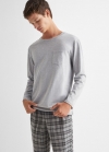 Mango Pijama dos piezas largo cuadros - Gris