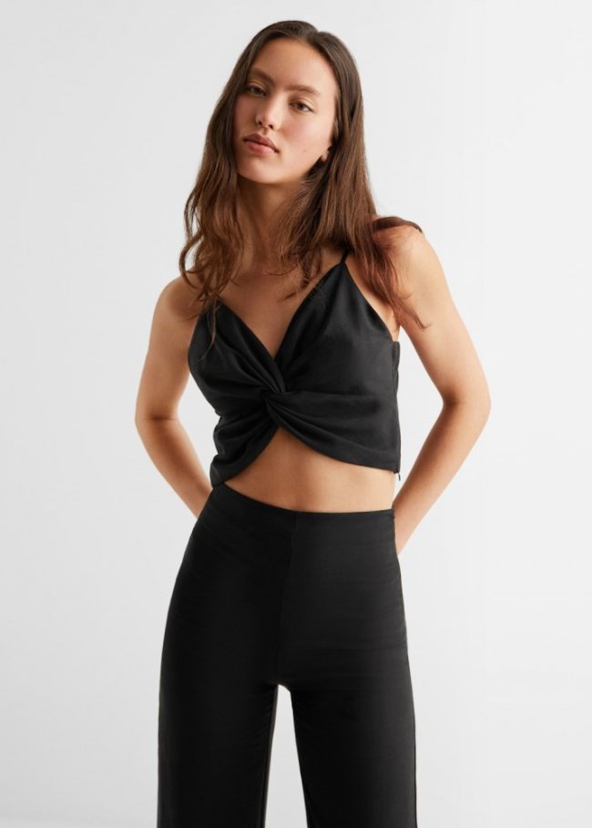 Mango Top crop cruzado - Negro