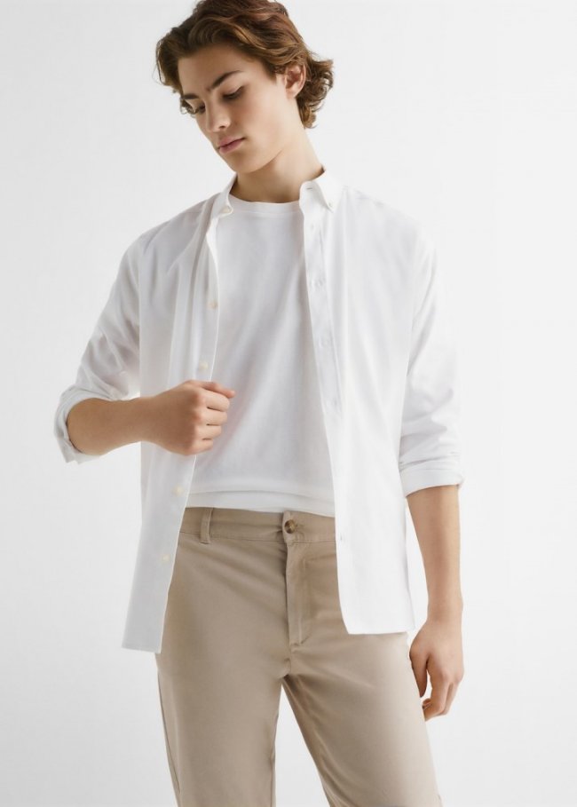 Mango Pantalón chino algodón - Beige