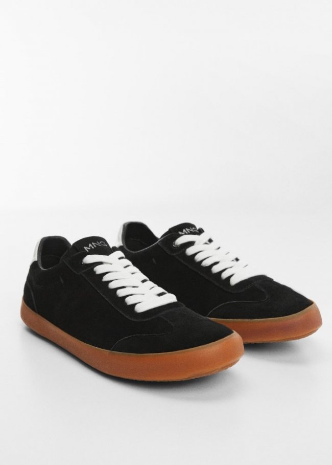 Mango Deportivas piel cordones - Negro