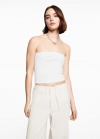Mango Pantalón lino wideleg - Gris