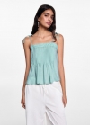 Mango Top tirantes fruncido - Verde pastel