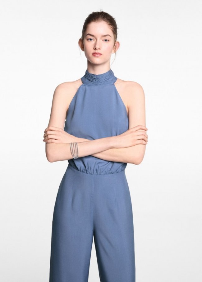Mango Mono largo halter - Azul