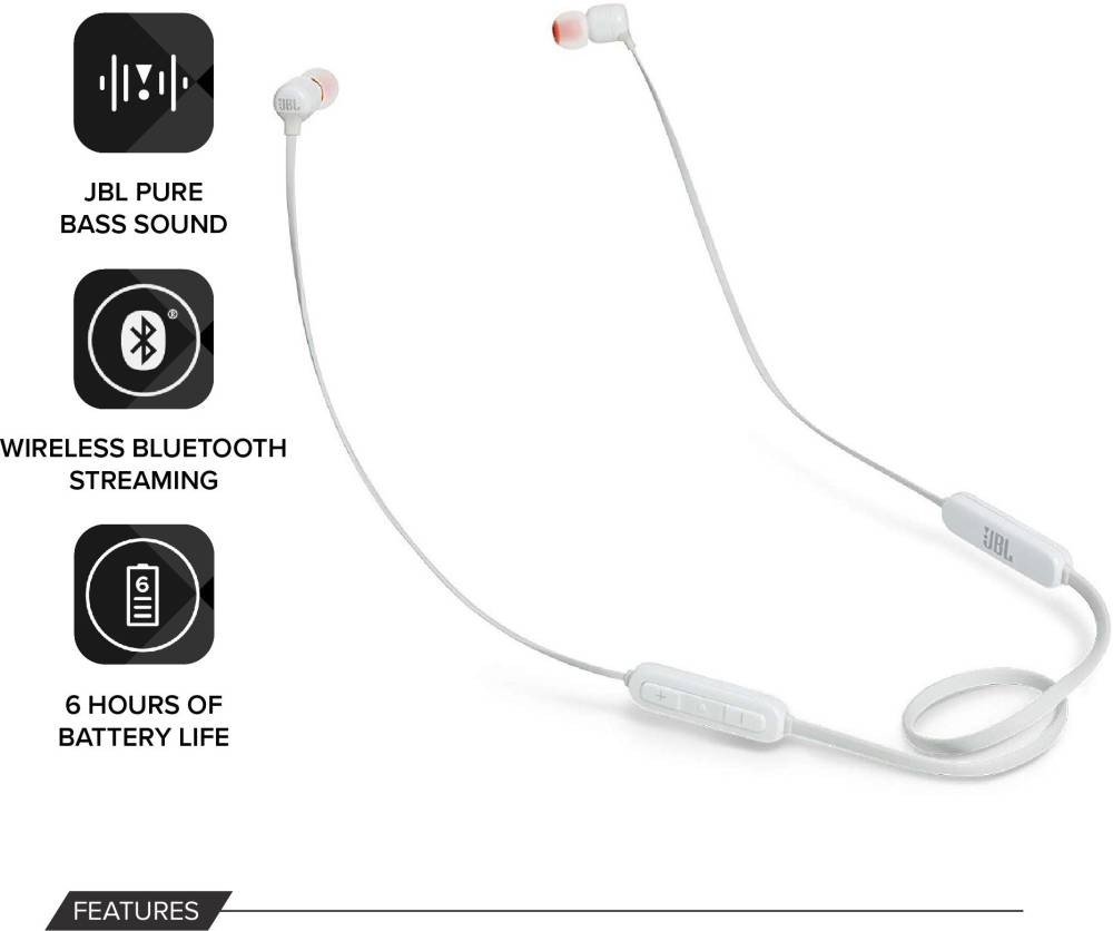 JBL T160BT Bluetooth Headset (White, In the Ear)