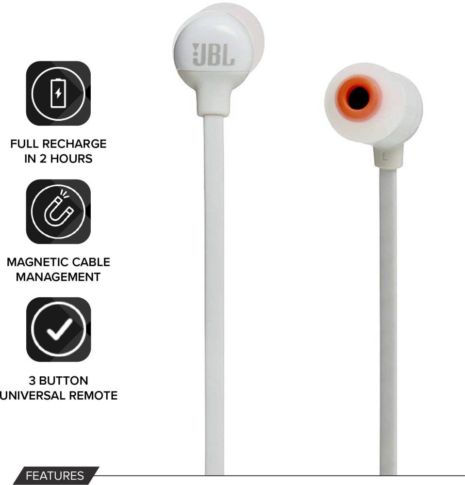 JBL T160BT Bluetooth Headset (White, In the Ear)
