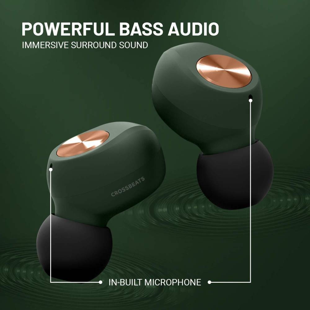 CrossBeats PEBBLE Bluetooth Headset (Green, True Wireless)