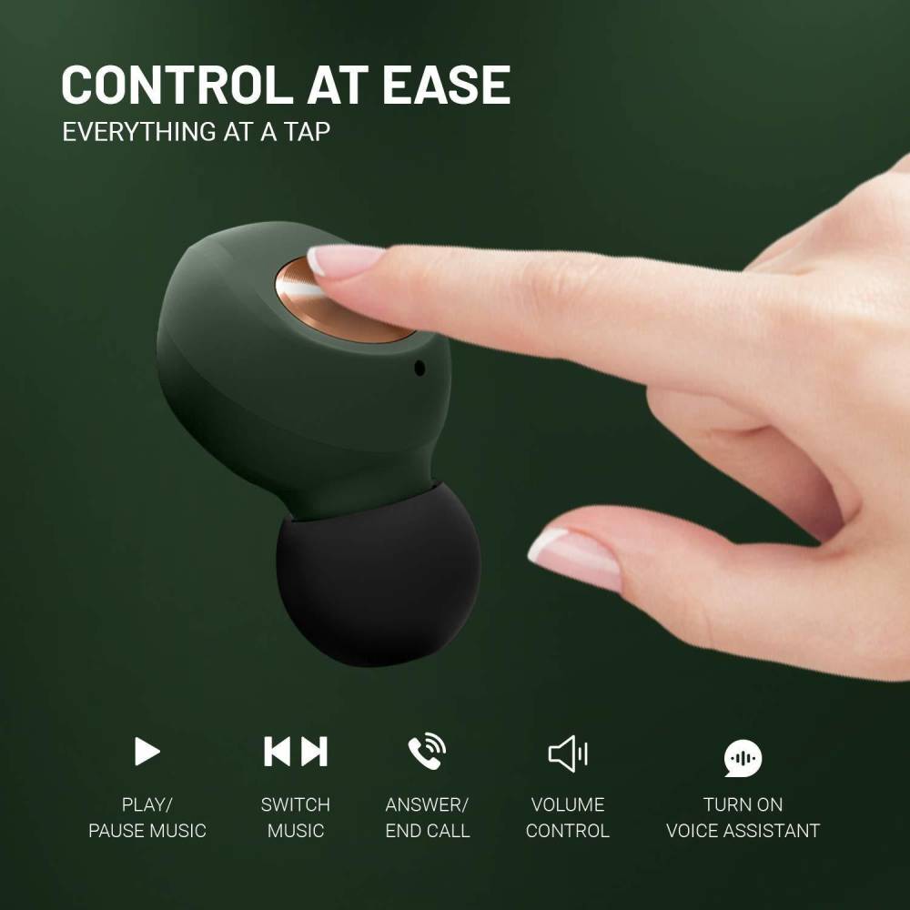 CrossBeats PEBBLE Bluetooth Headset (Green, True Wireless)