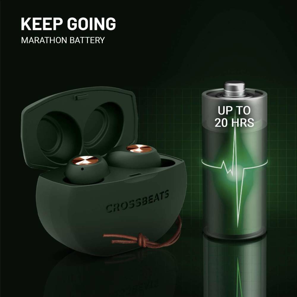 CrossBeats PEBBLE Bluetooth Headset (Green, True Wireless)