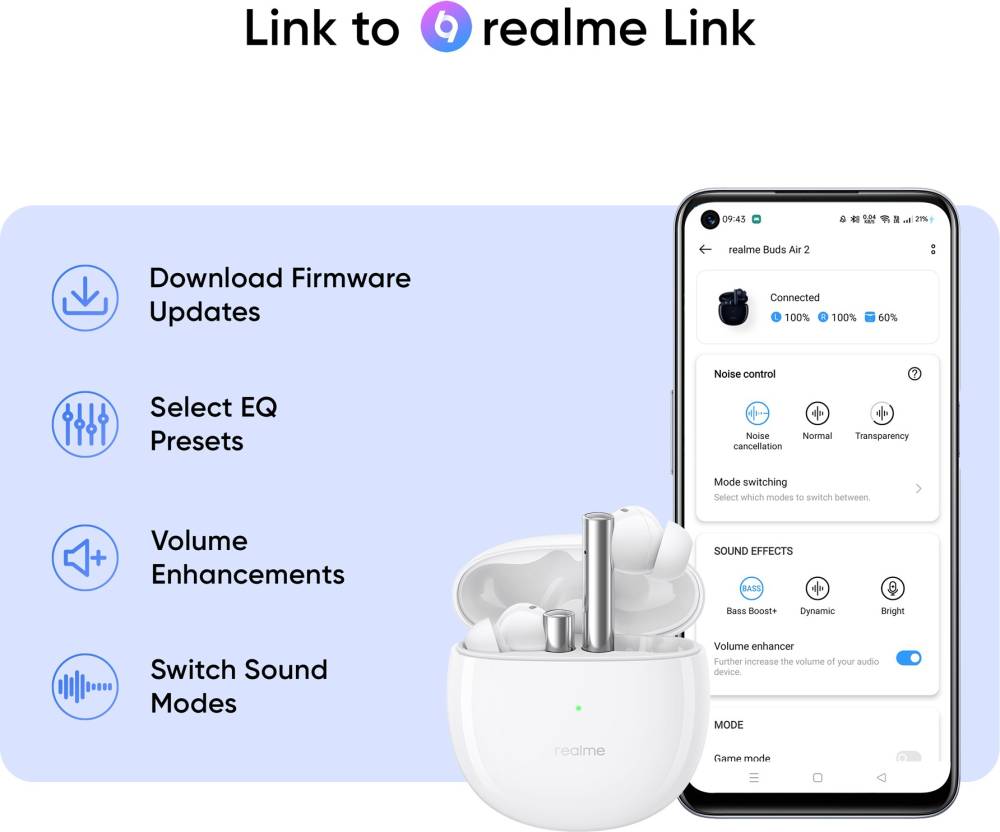 realme Buds Air 2 with Active Noise Cancellation (ANC) Bluetooth Headset (Closer White, True Wireless) realme Buds Air 2 with Active Noise Cancellation (ANC) Bluetooth Headset (Closer White, True Wireless)