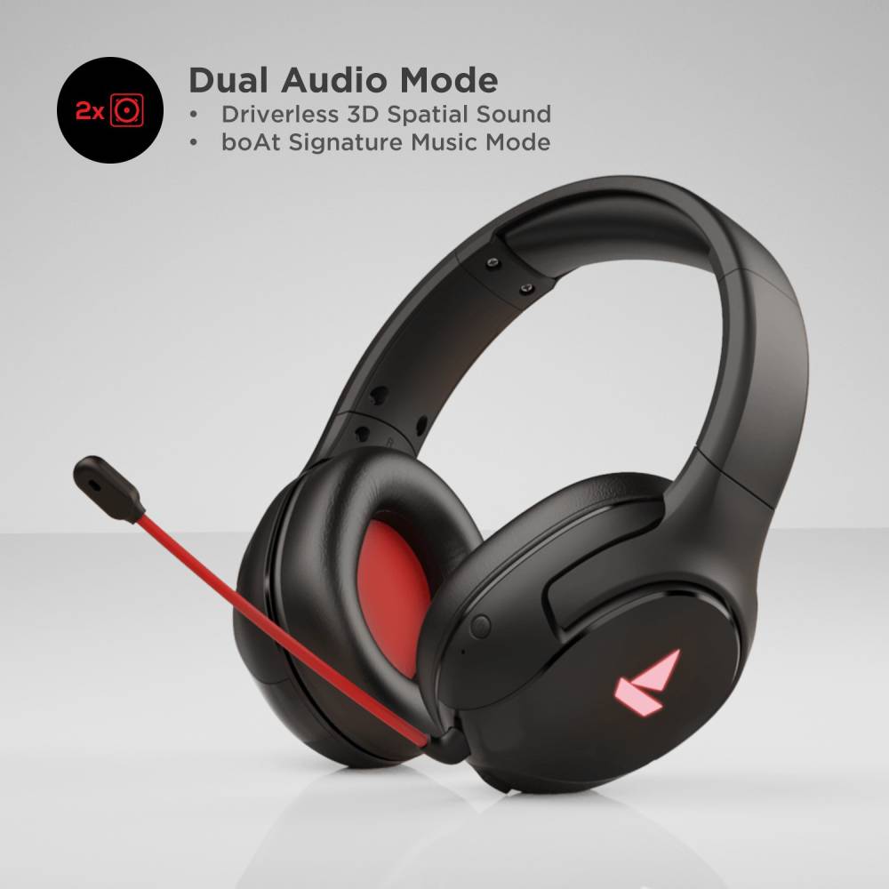 boAt Immortal IM1300 Bluetooth Gaming Headset (Black Sabre, On the Ear)