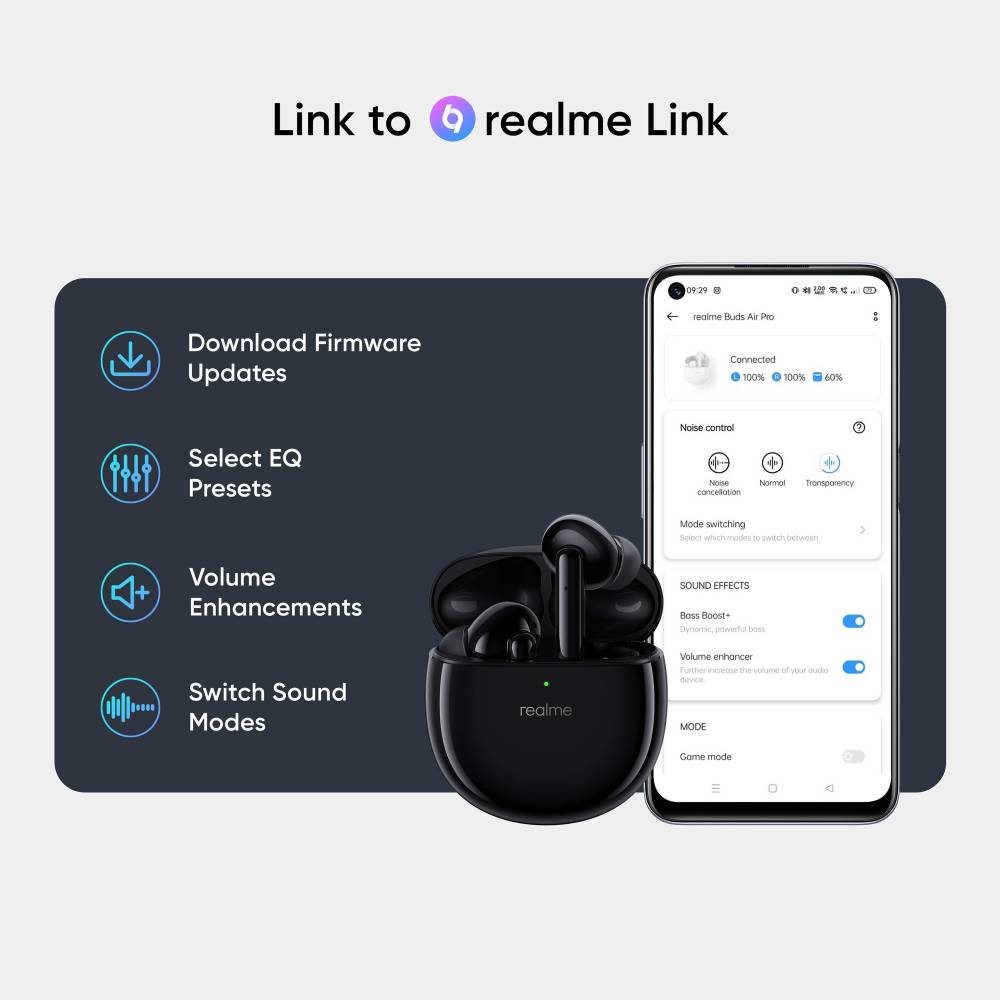 realme Buds Air Pro Active Noise Cancellation Enabled Bluetooth Headset (Matte Black, True Wireless)