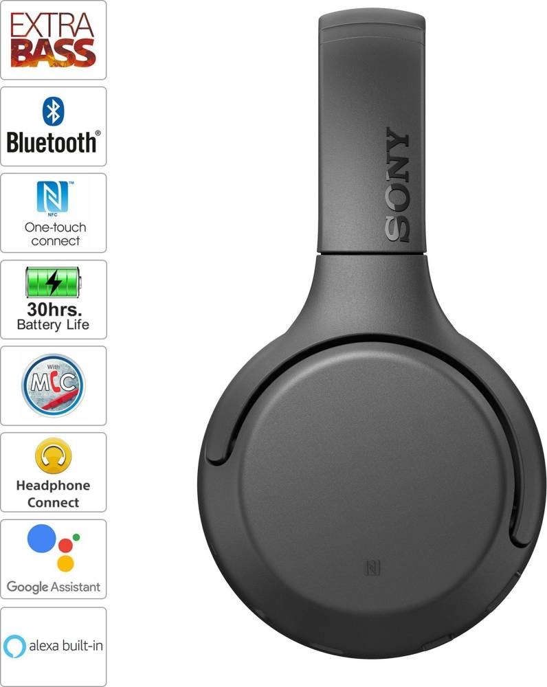 SONY WH-XB700 Bluetooth Headset (Black, On the Ear)