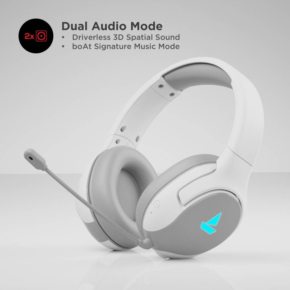 boAt Immortal IM1300 Bluetooth Gaming Headset (White Sabre, On the Ear)