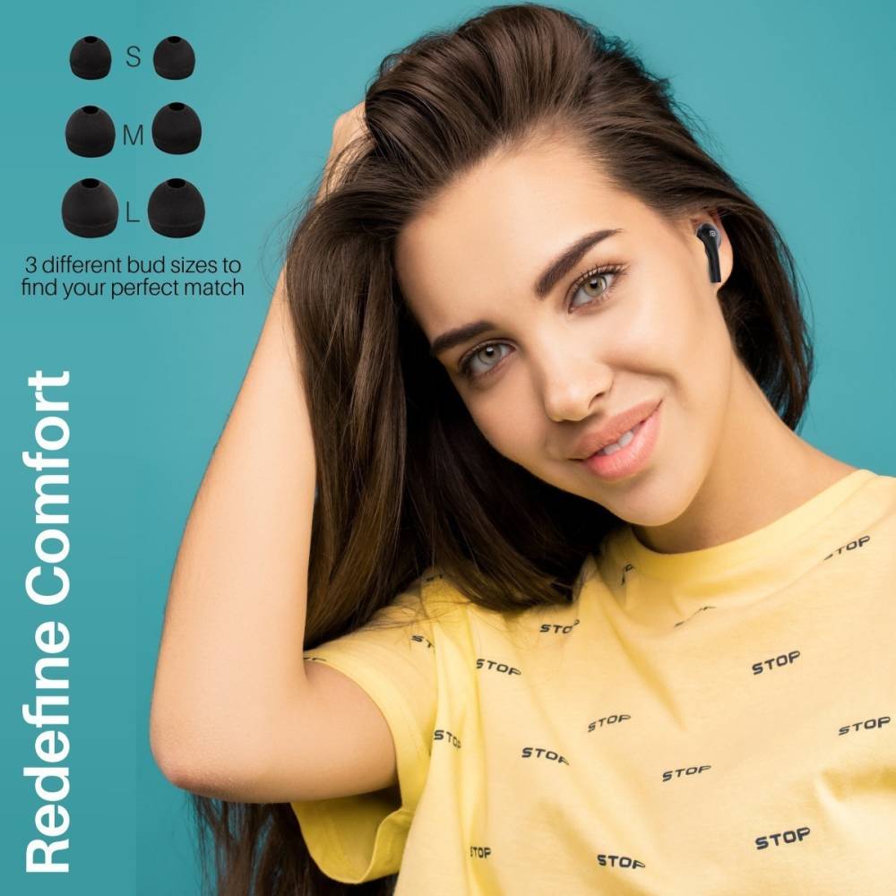 Portronics Harmonics Twins 33, POR-1174 Bluetooth Headset (Black, True Wireless)